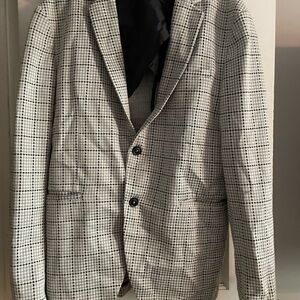 Zara Monochrome Checkered Suit Jacket